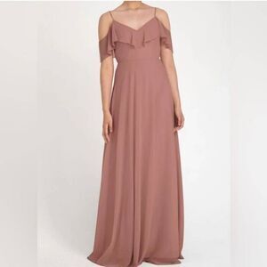 Anthropologie Jenny Yoo Mila Dress Cold Shoulder Maxi Gown Size 2